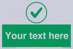 Custom green background, green tick in circle sign